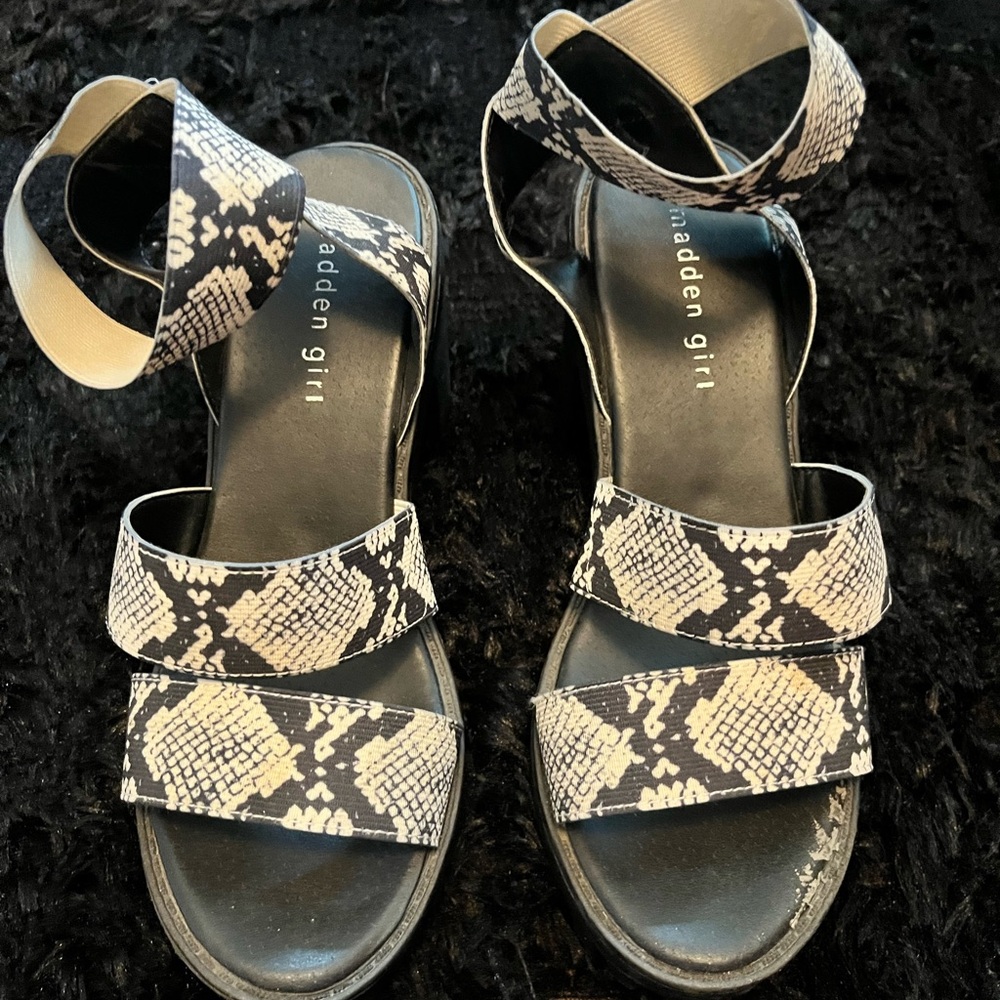 Madden Girl Black and White Platform Sandals